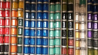 Pearl Fx Pigments in jars on shelf